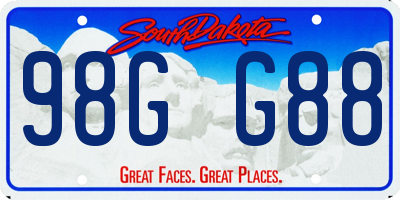 SD license plate 98GG88