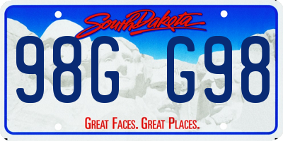 SD license plate 98GG98