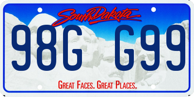 SD license plate 98GG99