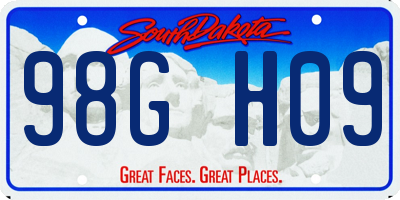 SD license plate 98GH09