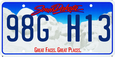 SD license plate 98GH13