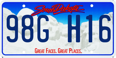 SD license plate 98GH16