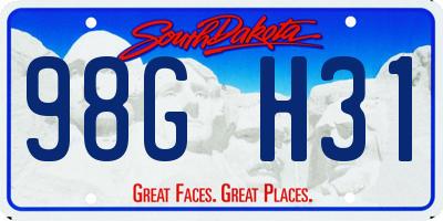 SD license plate 98GH31