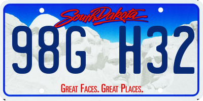 SD license plate 98GH32