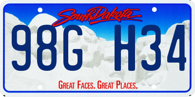 SD license plate 98GH34