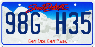 SD license plate 98GH35