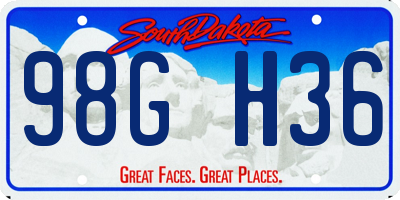 SD license plate 98GH36