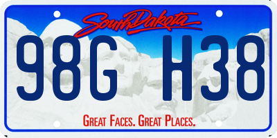 SD license plate 98GH38