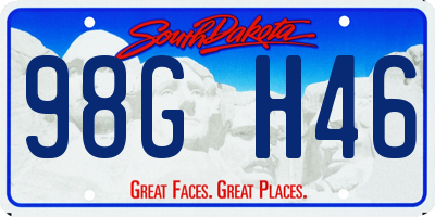 SD license plate 98GH46