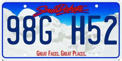 SD license plate 98GH52