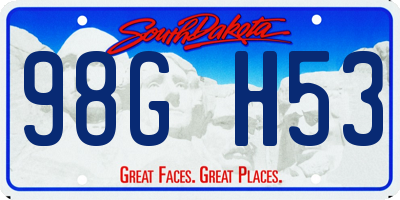 SD license plate 98GH53