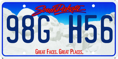 SD license plate 98GH56