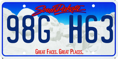SD license plate 98GH63
