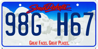 SD license plate 98GH67