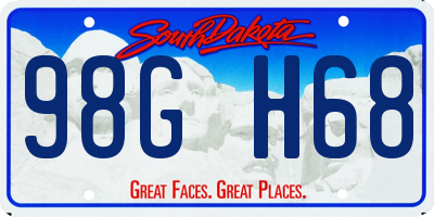 SD license plate 98GH68
