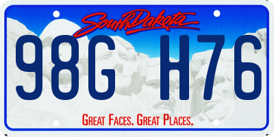 SD license plate 98GH76