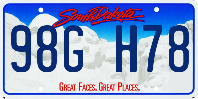 SD license plate 98GH78