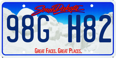 SD license plate 98GH82