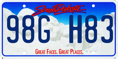 SD license plate 98GH83