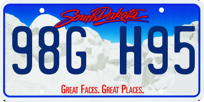 SD license plate 98GH95