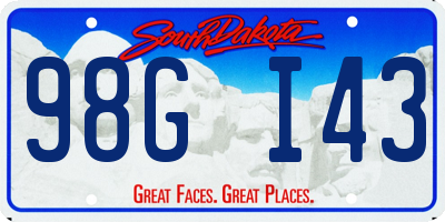 SD license plate 98GI43