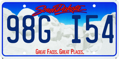 SD license plate 98GI54