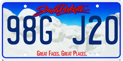 SD license plate 98GJ20