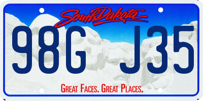 SD license plate 98GJ35