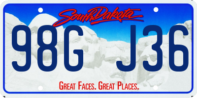 SD license plate 98GJ36