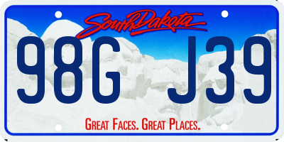 SD license plate 98GJ39