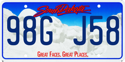 SD license plate 98GJ58