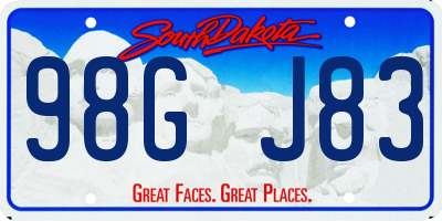 SD license plate 98GJ83