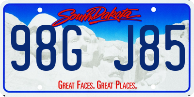 SD license plate 98GJ85