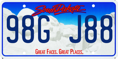SD license plate 98GJ88