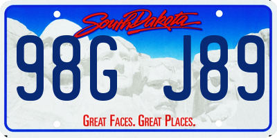 SD license plate 98GJ89