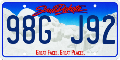 SD license plate 98GJ92