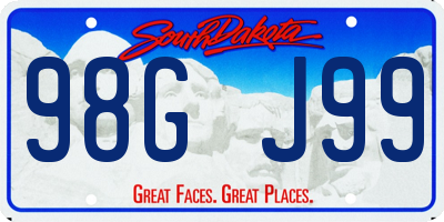 SD license plate 98GJ99