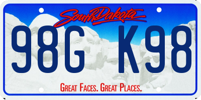 SD license plate 98GK98