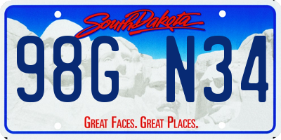 SD license plate 98GN34