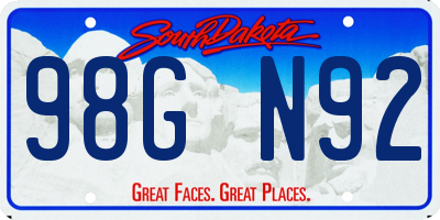 SD license plate 98GN92