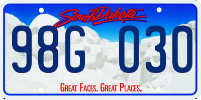 SD license plate 98GO30