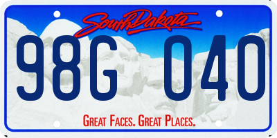 SD license plate 98GO40
