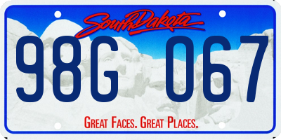 SD license plate 98GO67