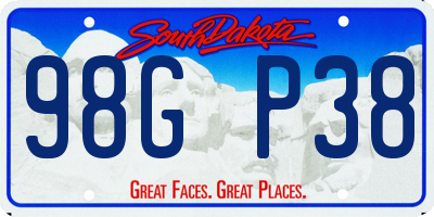 SD license plate 98GP38