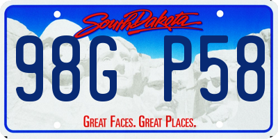 SD license plate 98GP58