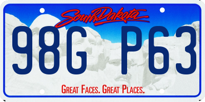 SD license plate 98GP63