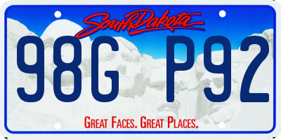 SD license plate 98GP92