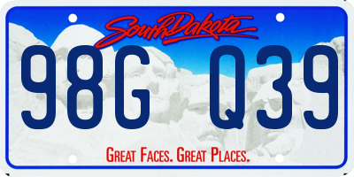 SD license plate 98GQ39