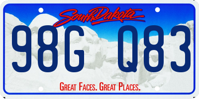 SD license plate 98GQ83