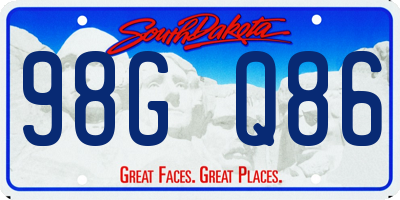 SD license plate 98GQ86